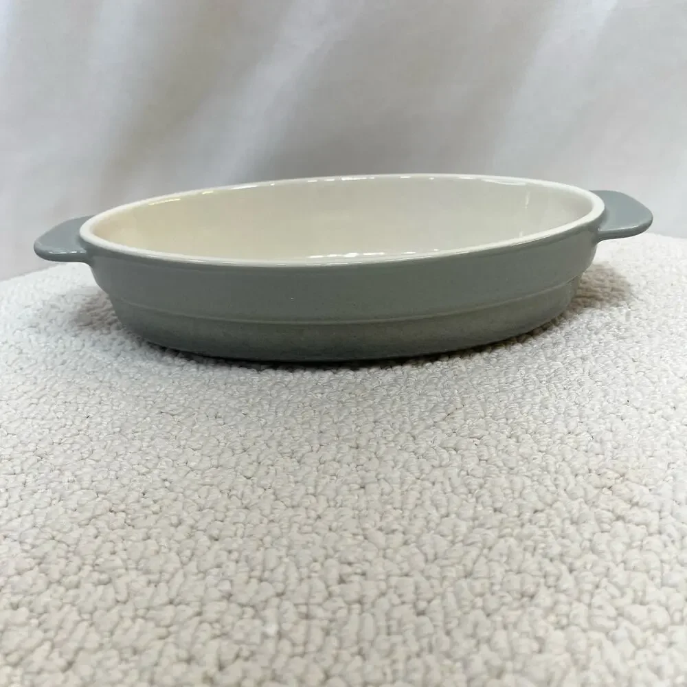 Cooks Essentials Oval Baker Au Gratin Casserole 1.5 Qt No Lid Handles Gray New